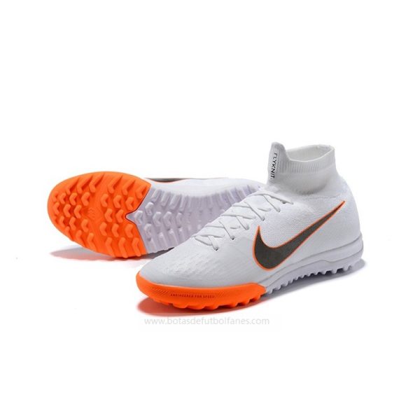 Nike Hombres Mercurial SuperflyX VI Elite TF Blanco Naranja Negro